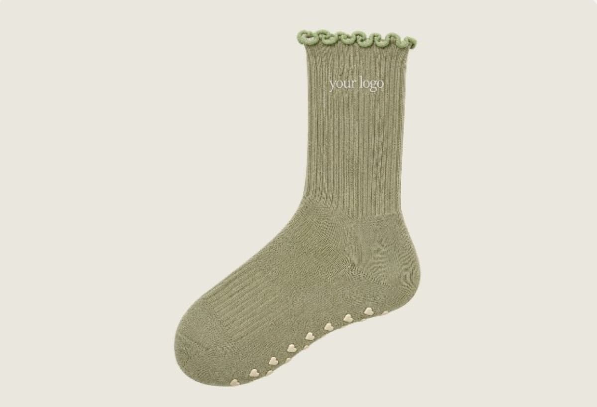 Crew, lettuce hem, embroidered or jacquard logo