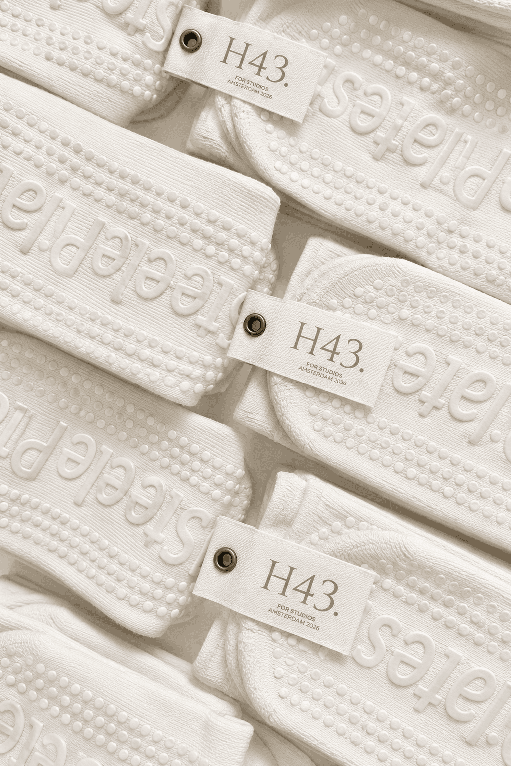 Folded H43 grip socks with embossed sole detail and branded tags